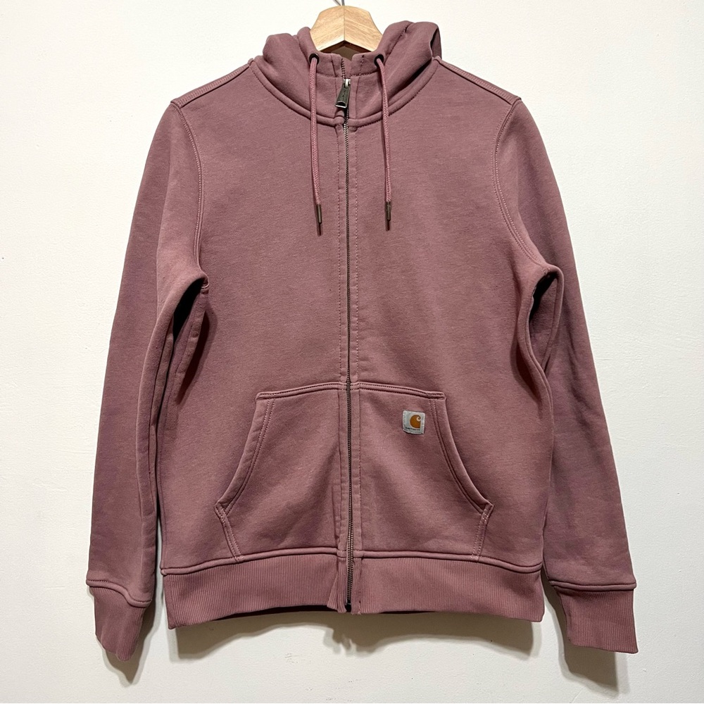 Carhartt• relaxed fit zip up hoodie size M8-10 in dusty rose